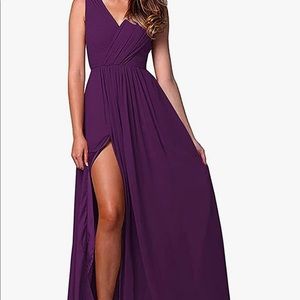 Plum dress with slit and pockets and corset back!
